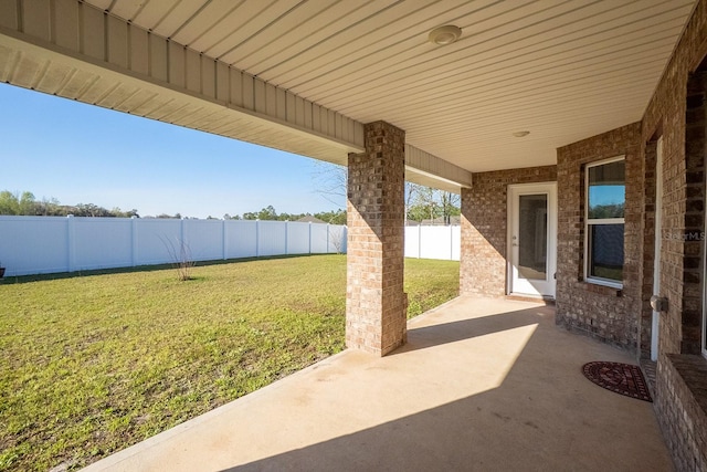 view of patio featuring a fenced backyard