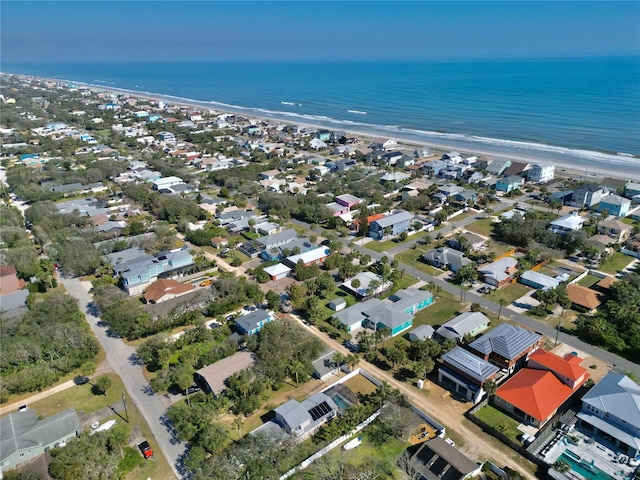 aerial view featuring a beach view and a water view