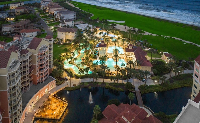 200 Ocean Crest Dr Unit 306, Palm Coast, FL 32137 - bird's eye view with a water view and a beach view