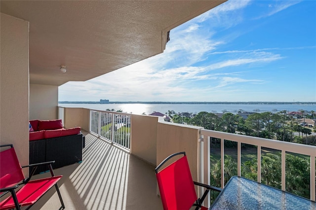 balcony with a water view