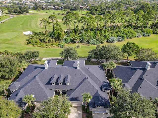 birds eye view of property featuring view of golf course