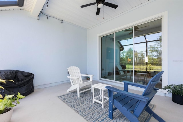 view of patio / terrace featuring ceiling fan