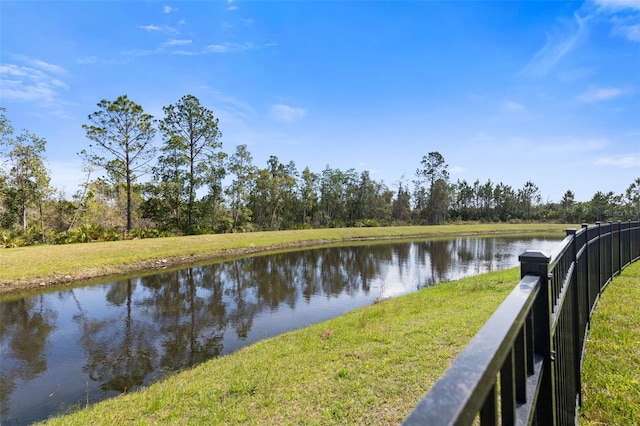 property view of water with fence