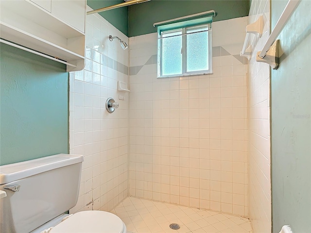 bathroom featuring toilet and a stall shower