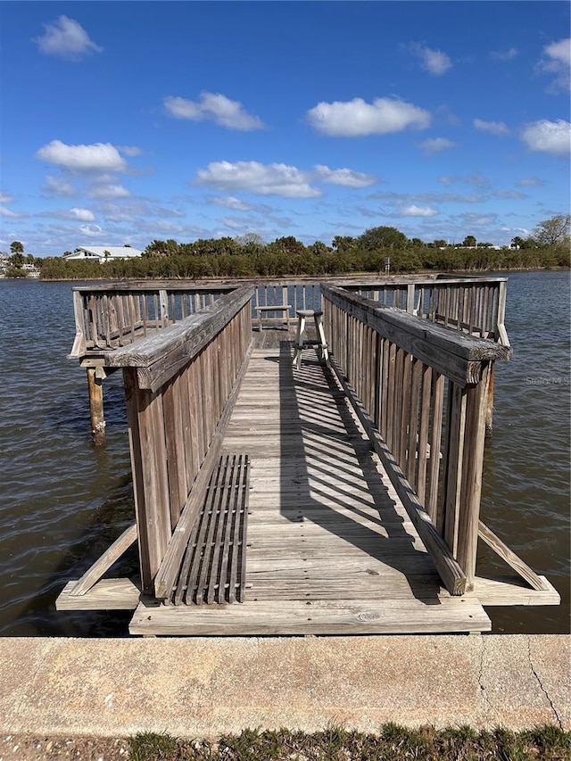 view of dock featuring a water view