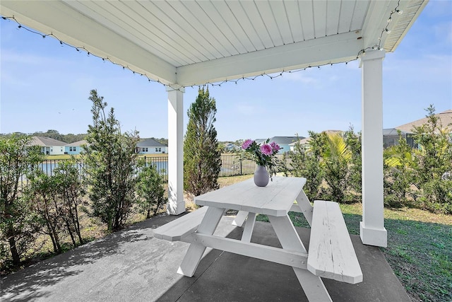 view of patio / terrace featuring a fenced backyard and outdoor dining area