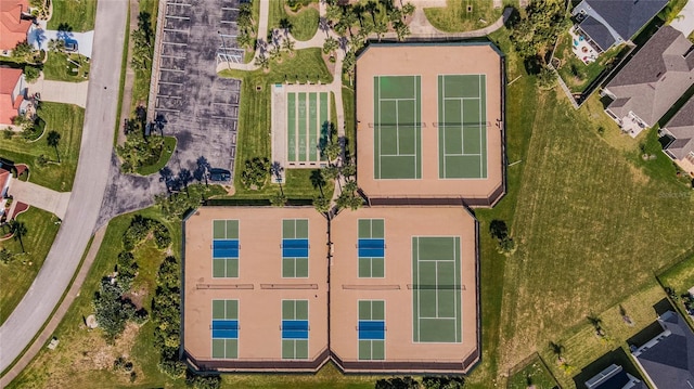 birds eye view of property with a residential view