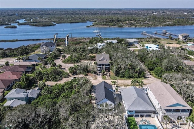 2737 John Bull, Flagler Beach, FL 32136 - drone / aerial view featuring a water view and a residential view
