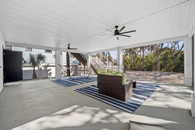 2737 John Bull, Flagler Beach, FL 32136 - view of patio / terrace with stairs and a ceiling fan