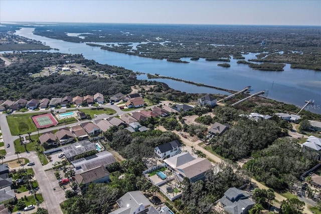 2737 John Bull, Flagler Beach, FL 32136 - birds eye view of property with a water view and a residential view