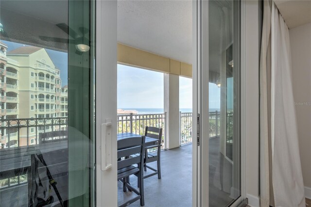 balcony with a water view