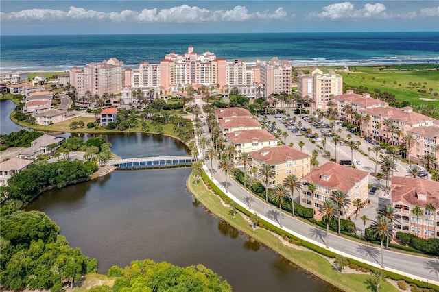 bird's eye view with a water view and a city view