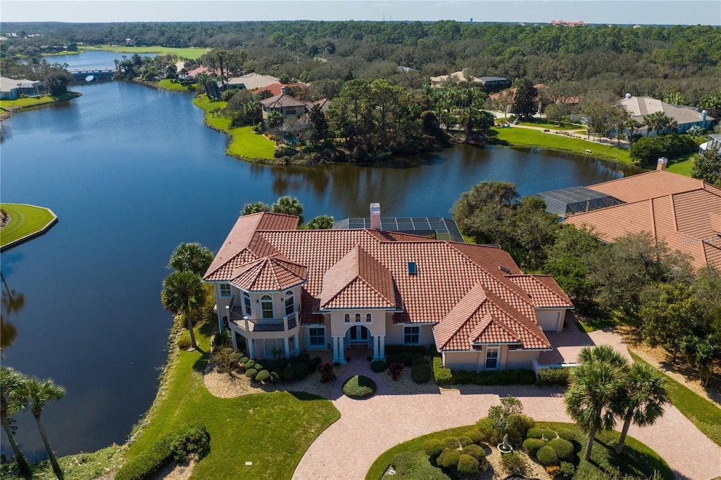 bird's eye view featuring a water view