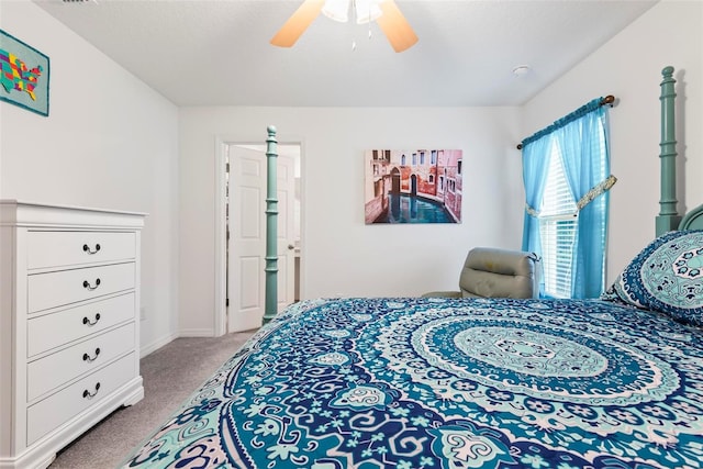 bedroom with carpet floors and ceiling fan