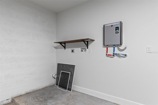 laundry room featuring hookup for a washing machine, laundry area, electric dryer hookup, and baseboards