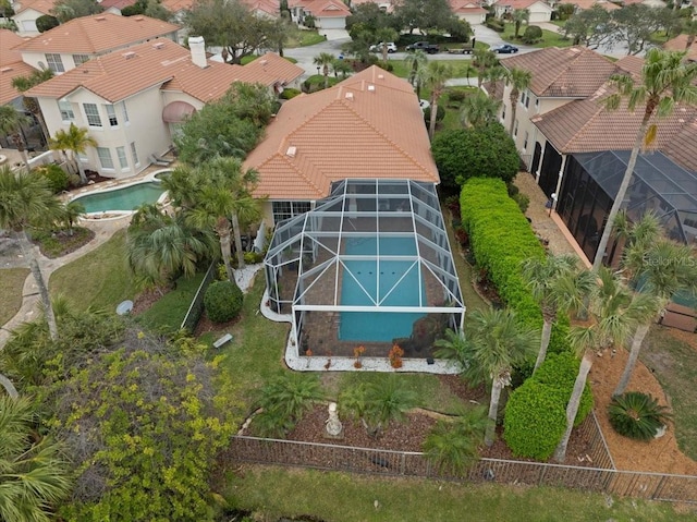 bird's eye view with a residential view