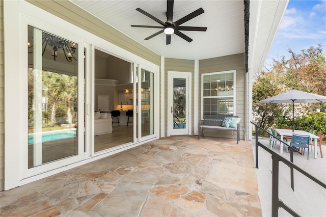 view of patio / terrace with a ceiling fan