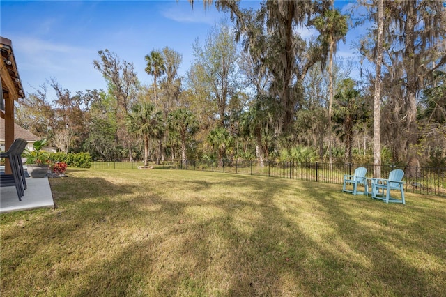 view of yard featuring a patio and a fenced backyard