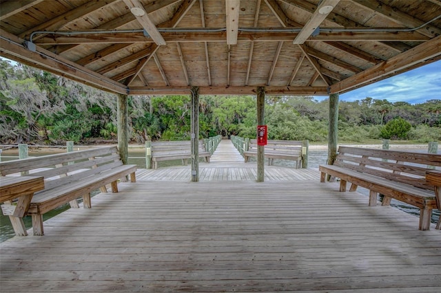 view of dock featuring a gazebo