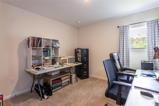 office area featuring carpet floors and baseboards