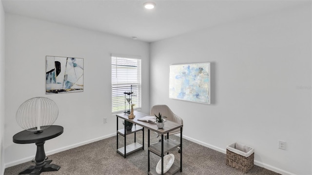 office space with carpet and baseboards