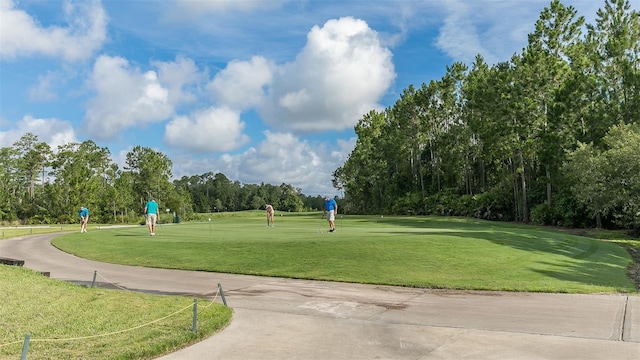 view of property's community featuring a lawn