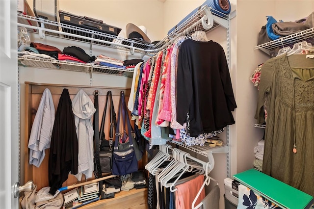walk in closet featuring wood finished floors
