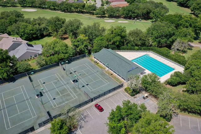 aerial view with view of golf course