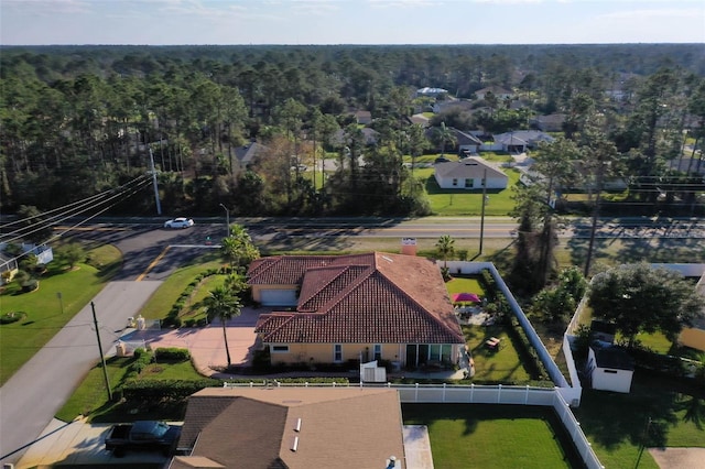 aerial view with a forest view