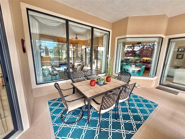 interior space with outdoor dining area