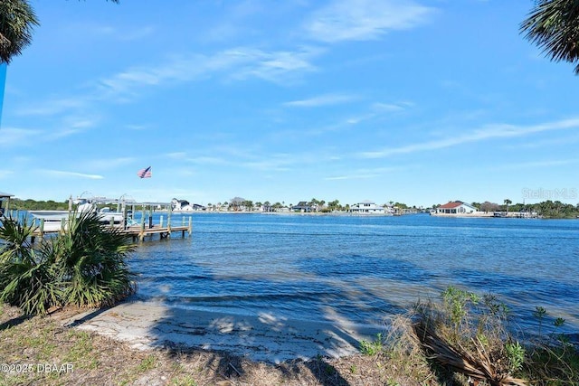 property view of water with a boat dock and boat lift