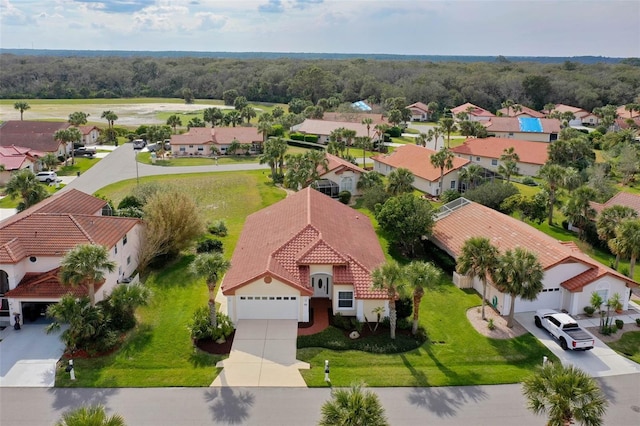 drone / aerial view with a residential view