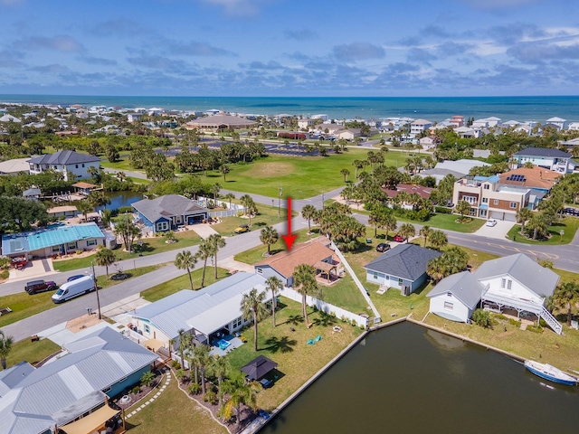 364 Palm Cir, Flagler Beach, FL 32136 - birds eye view of property with a residential view and a water view