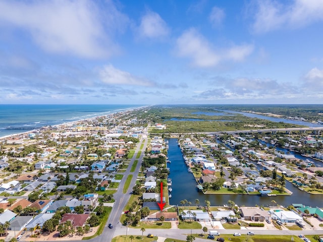 364 Palm Cir, Flagler Beach, FL 32136 - drone / aerial view featuring a water view and a residential view