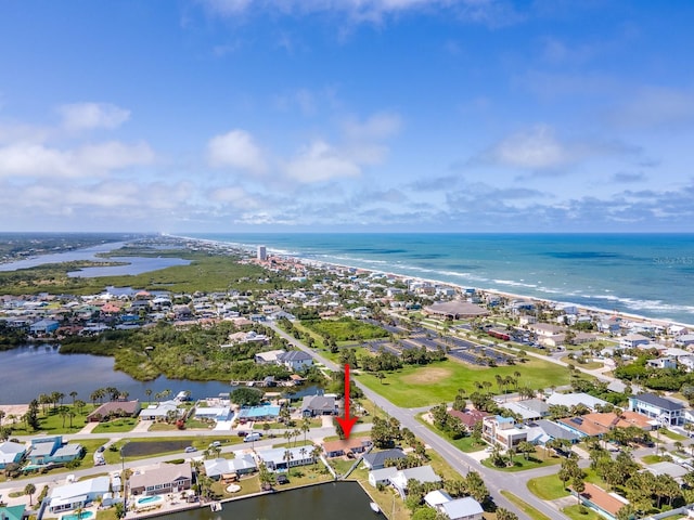 364 Palm Cir, Flagler Beach, FL 32136 - bird's eye view with a water view and a residential view