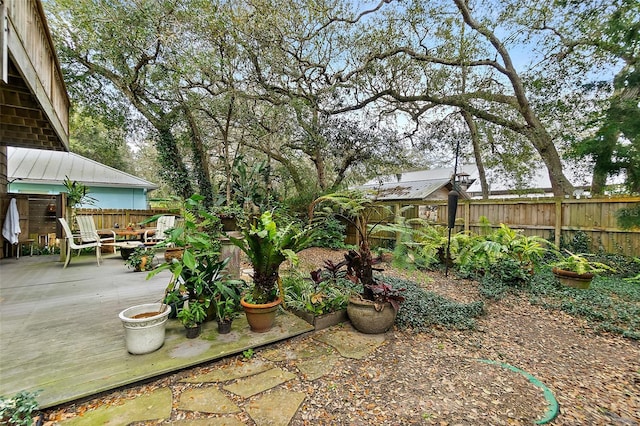 view of yard with a fenced backyard and a patio