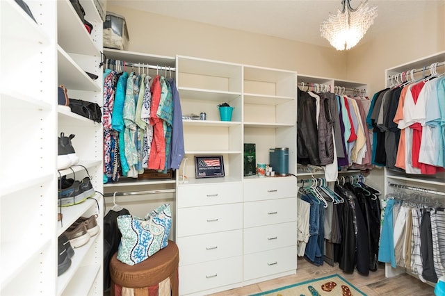 walk in closet featuring light wood-style floors