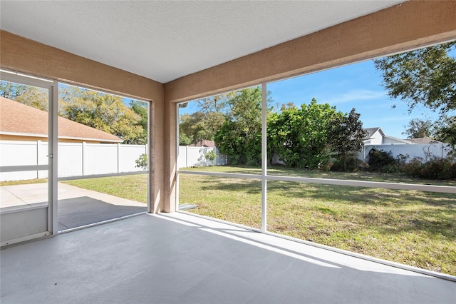 view of unfurnished sunroom