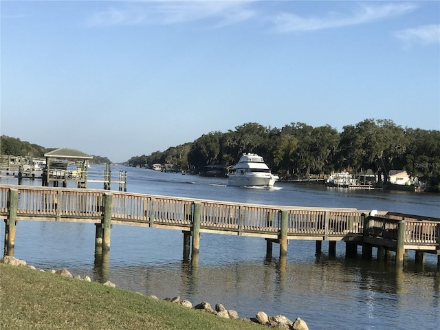 view of dock featuring a water view