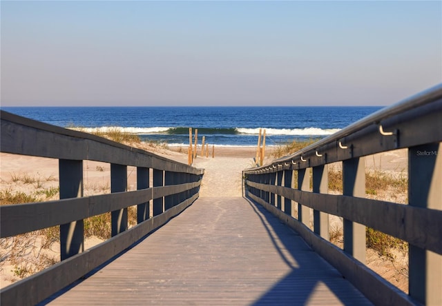 exterior space featuring a view of the beach