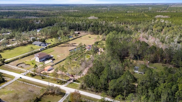 aerial view with a forest view