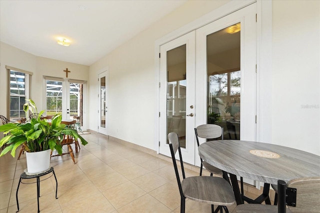 sunroom with french doors