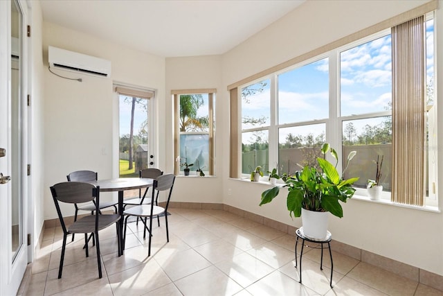 sunroom featuring a wall mounted AC