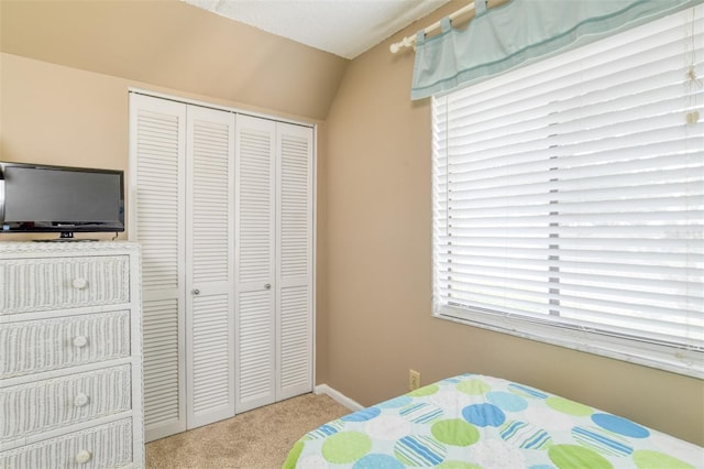 bedroom featuring carpet floors and a closet