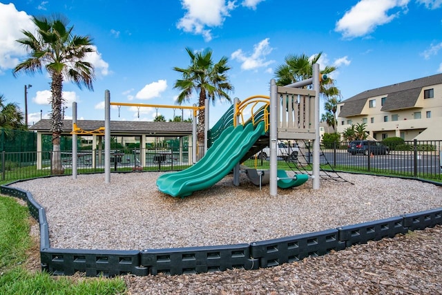 communal playground with fence