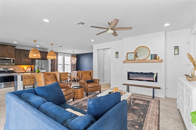 562 Kendall Crossing Dr, Saint Johns, FL 32259 - living area featuring visible vents, ceiling fan, and recessed lighting