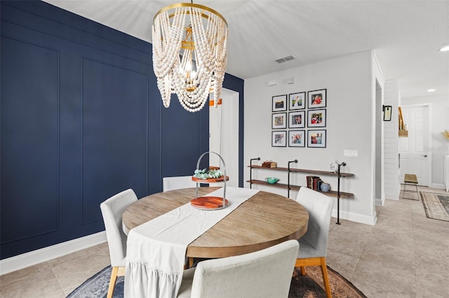562 Kendall Crossing Dr, Saint Johns, FL 32259 - dining space featuring recessed lighting, light tile patterned floors, visible vents, and an inviting chandelier
