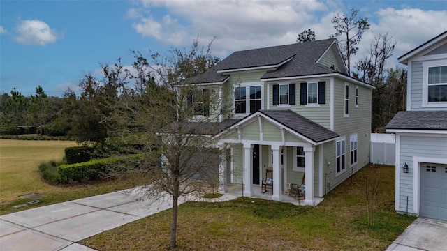 562 Kendall Crossing Dr, Saint Johns, FL 32259 - traditional-style home with a shingled roof, driveway, a front yard, and a garage