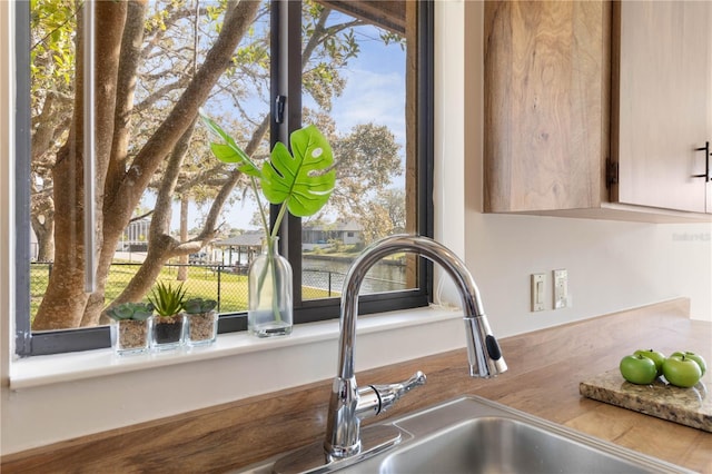 details featuring light countertops and a sink