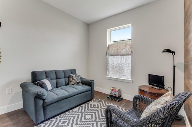 living room featuring baseboards and wood finished floors